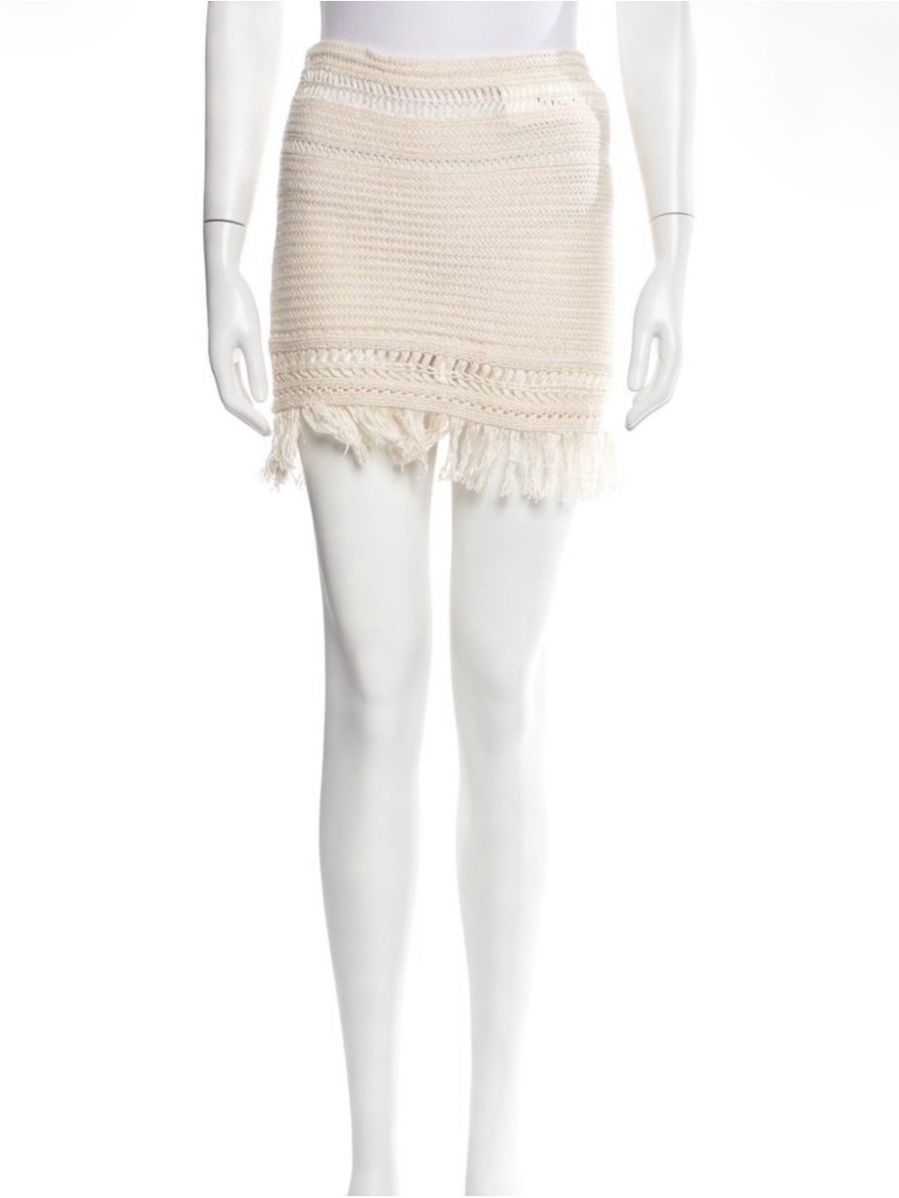 Isabel Marant Cream Crochet Fringe Mini Skirt